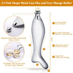Gua Sha Tool for Face & Eye, Stainless Steel Gua Sha Facial Massager Tool for Reduce Puffiness, Relax Facial Tension & Promote Lymphatic Drainage, Body Scraper, Eye Massage Roller