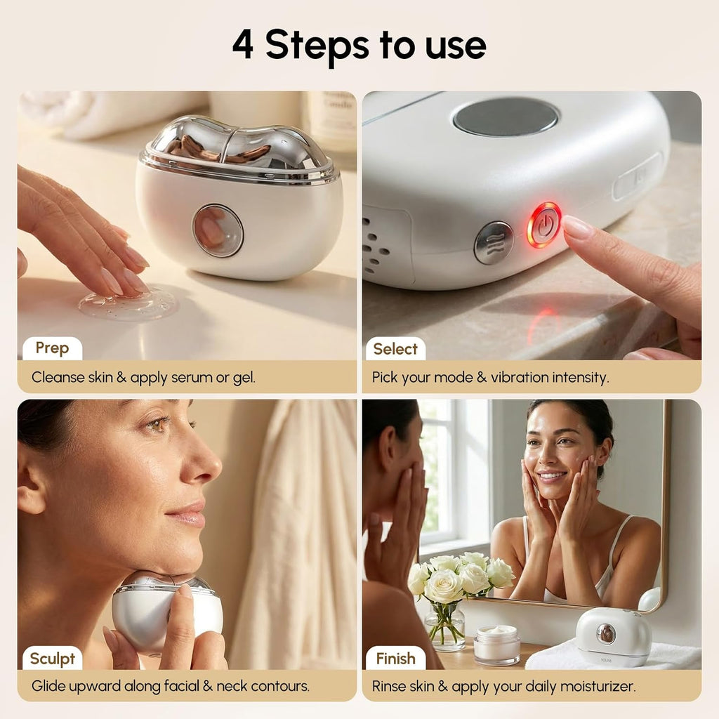 Gloshell Mini Gua Sha Facial Massager, Hot & Cold, Microcurrent
