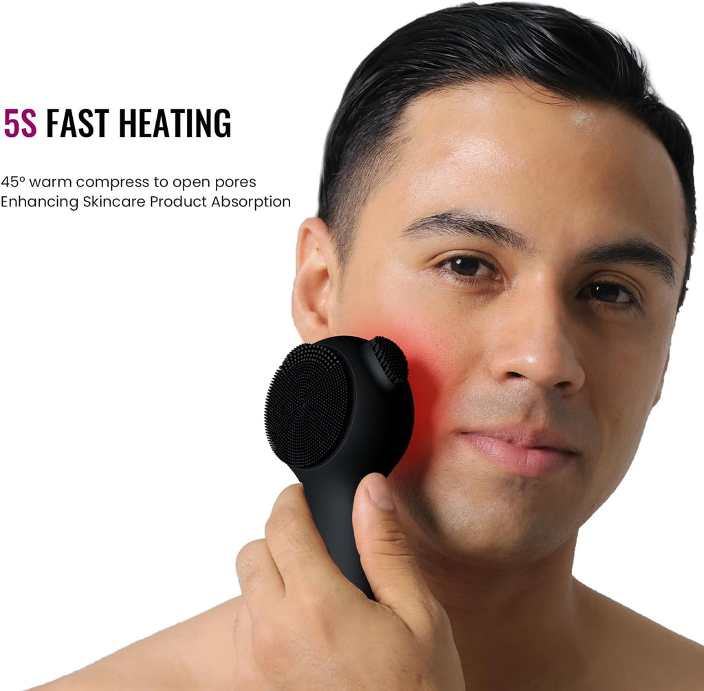 Warm compress head in use on the cheek