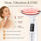 Red Light Therapy for Face and Neck, 7-Color LED Face Massager with EMS, Heat & Vibration, 6 Modes & 4 Intensities, Rechargeable Face Sculpting Tool for At-Home Skincare