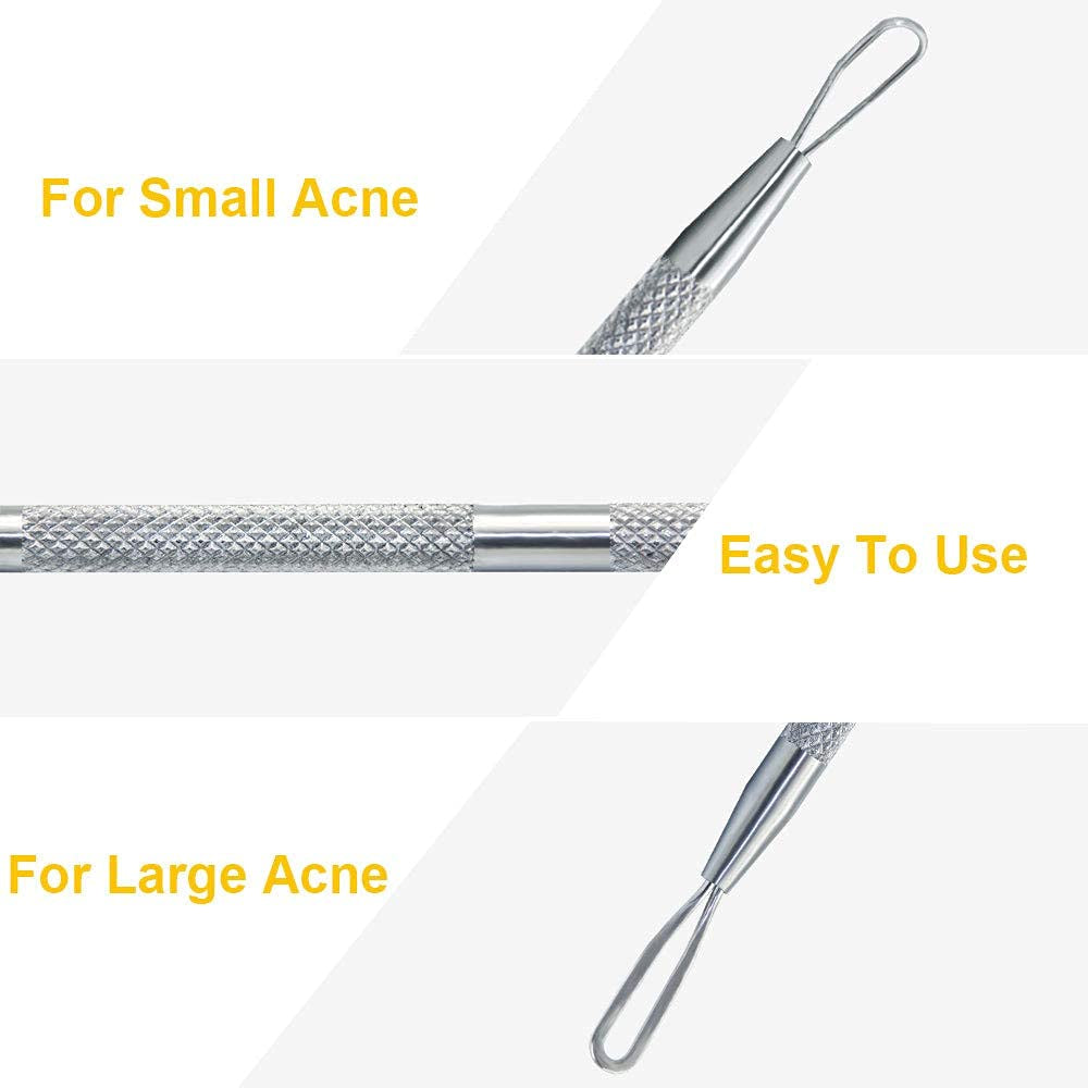 Blackhead Remover Pimple Popper Tool, Acne Comedone Extractor, Blemish Whitehead Zit Removing Tool for Nose Face, Stainless Steel