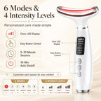 Red Light Therapy for Face and Neck, 7-Color LED Face Massager with EMS, Heat & Vibration, 6 Modes & 4 Intensities, Rechargeable Face Sculpting Tool for At-Home Skincare