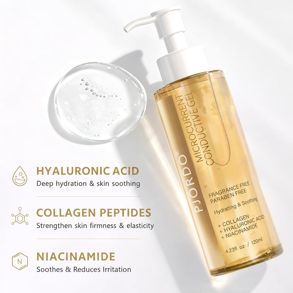 2Pcs Microcurrent Conductive Gel for Facial and Body Care, Moisturizing Gel with Hyaluronic Acid & Aloe Vera, Fragrance-Free, Paraben-Free