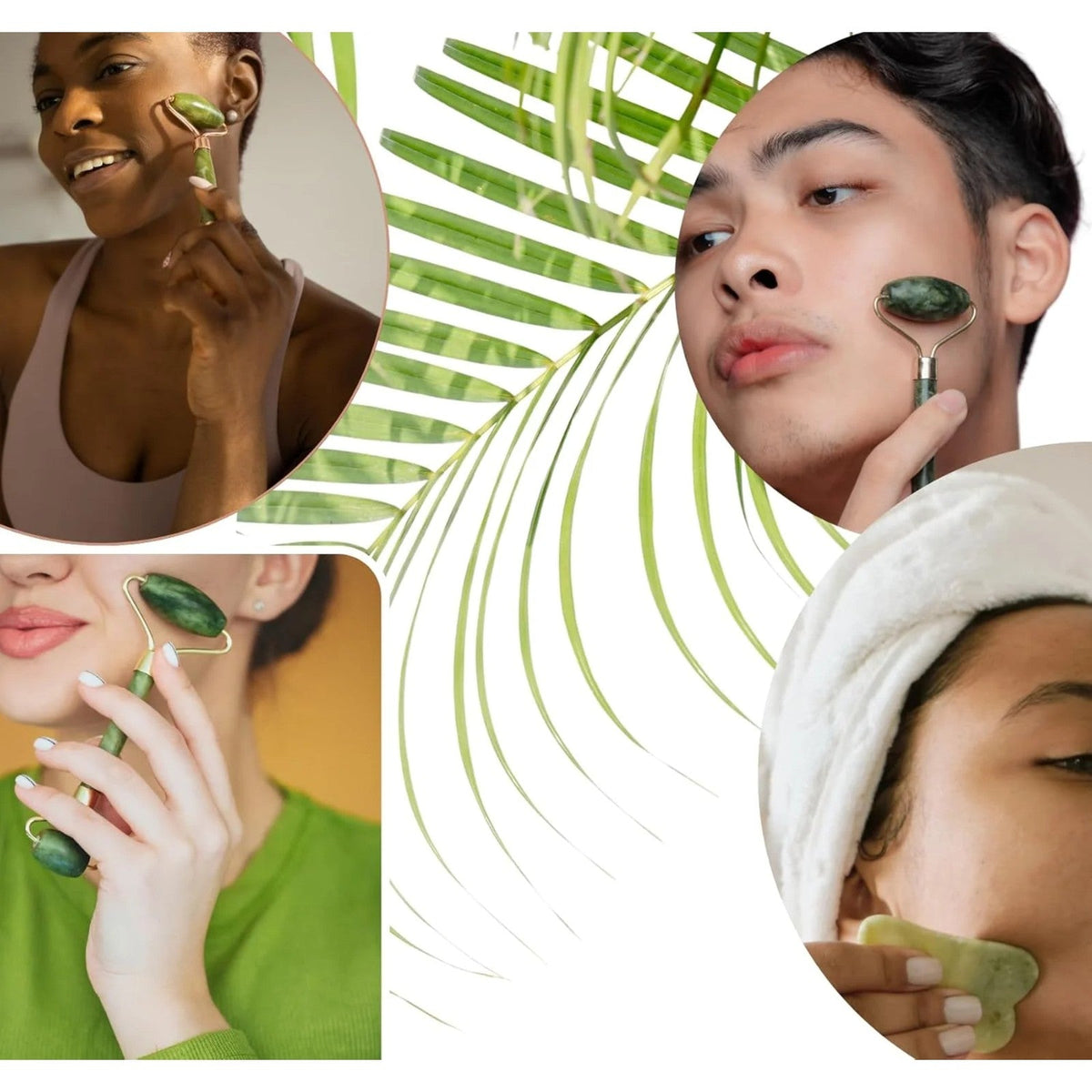 Gua sha stone in use along the jaw